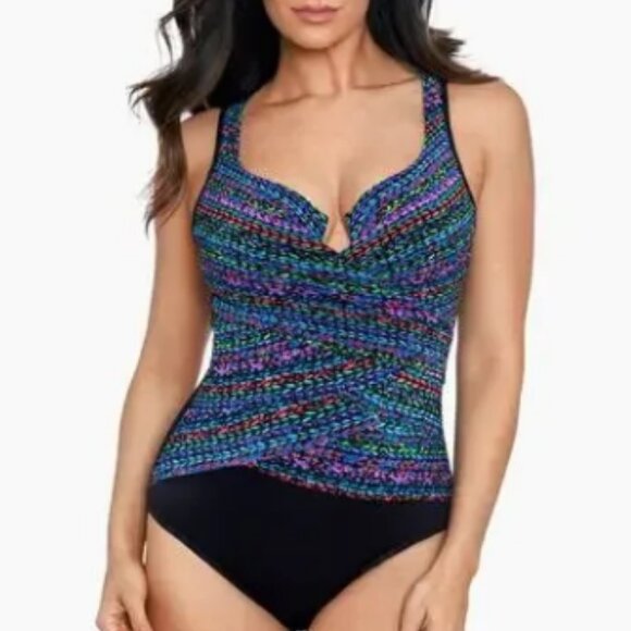 Miraclesuit Escape Underwire in Stitch It Layered One Piece Swimsuit Size 12 - Picture 1 of 10